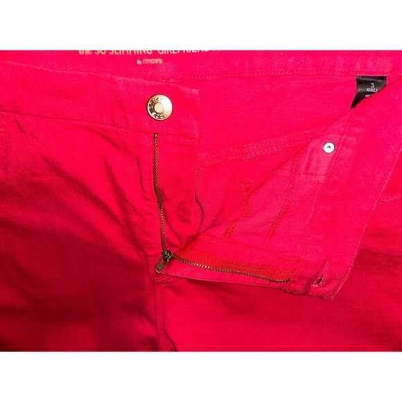 Chicos Sz 3 (16) Red So Slimming Girlfriend Ankle Jeans Pants Stretch EUC - Picture 7 of 12